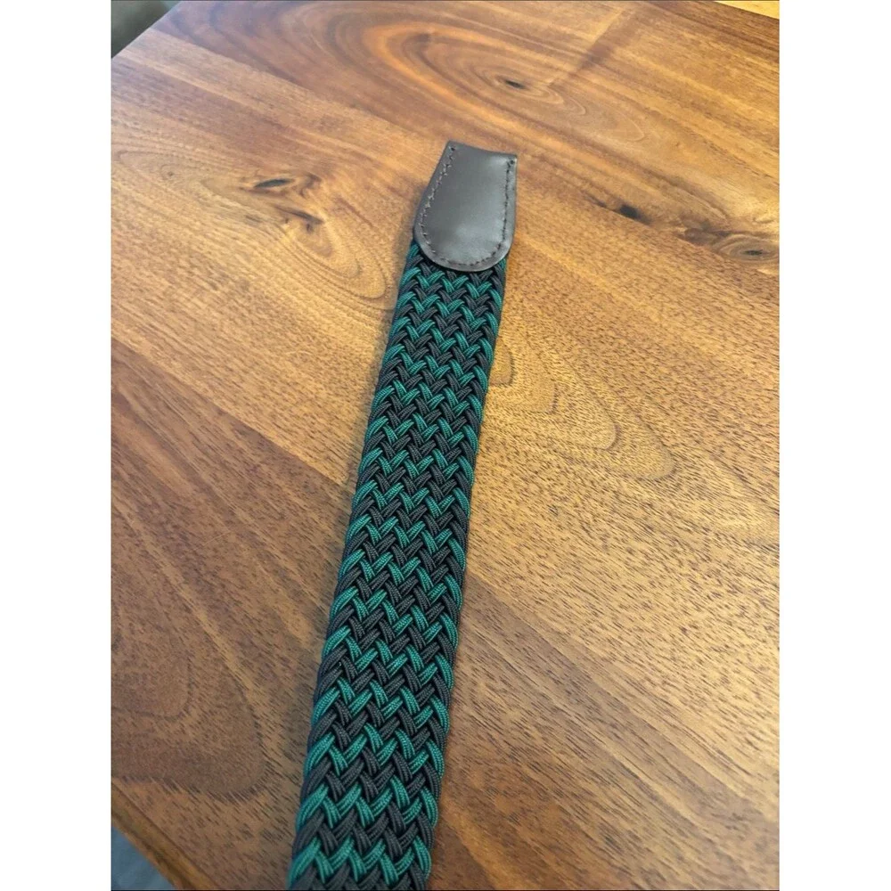 Bearbottom Green Black Woven Adjustable Belt 36”